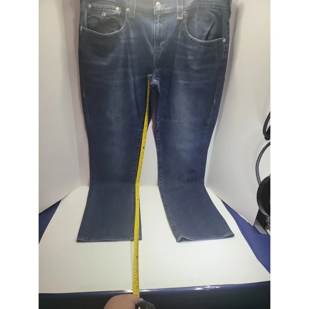 True Religion‎ Ricky Jeans Mens 38x32 Distress Blue Straight Leg Flap Pocket